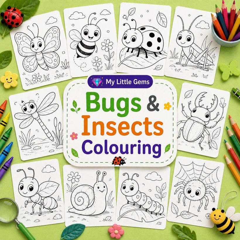 Bugs & Insects Colouring – printable worksheets PDF