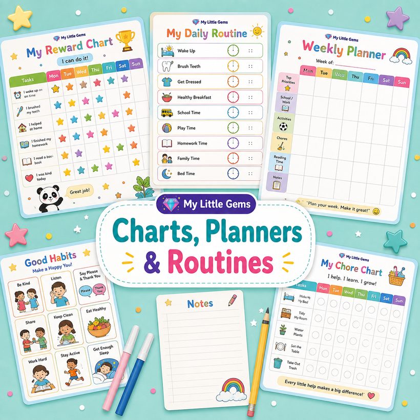 Charts, Planners & Routines Pack – printable worksheets PDF
