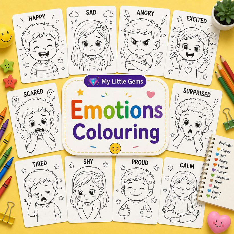 Emotions Colouring – printable worksheets PDF
