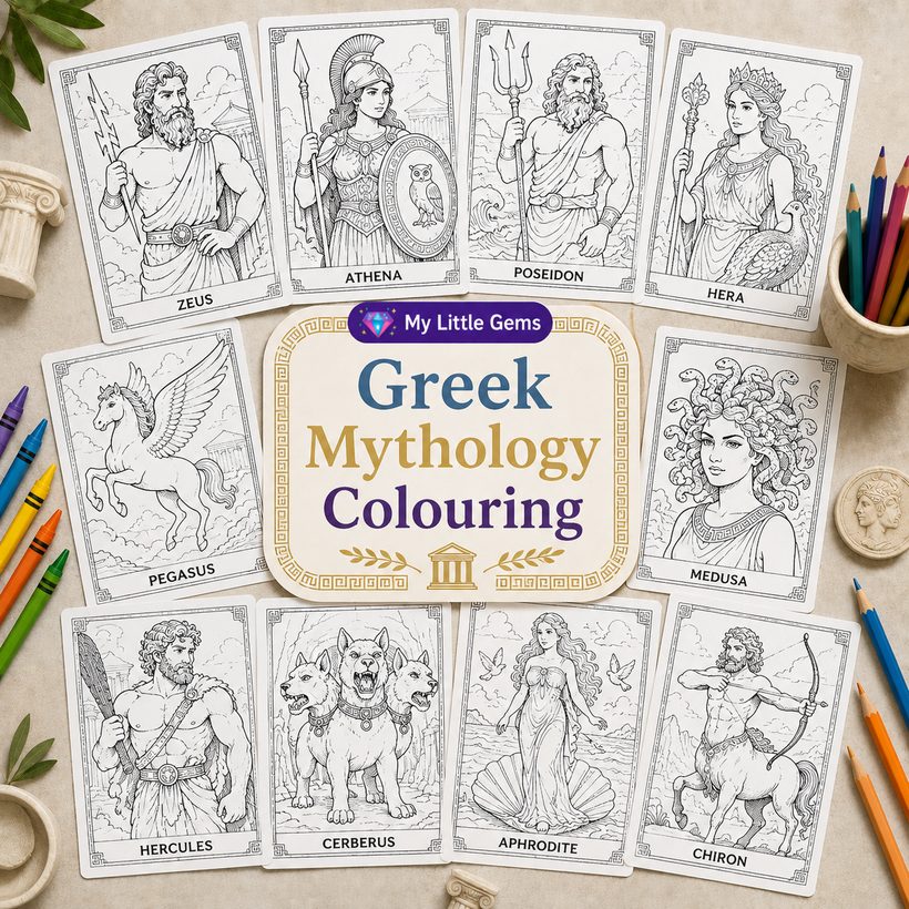 Greek Mythology Colouring – printable worksheets PDF