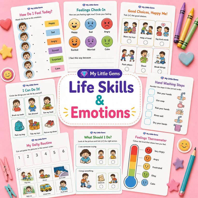 Life Skills & Emotions Pack – printable worksheets PDF