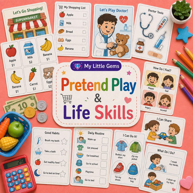 Pretend Play & Life Skills – printable worksheets PDF