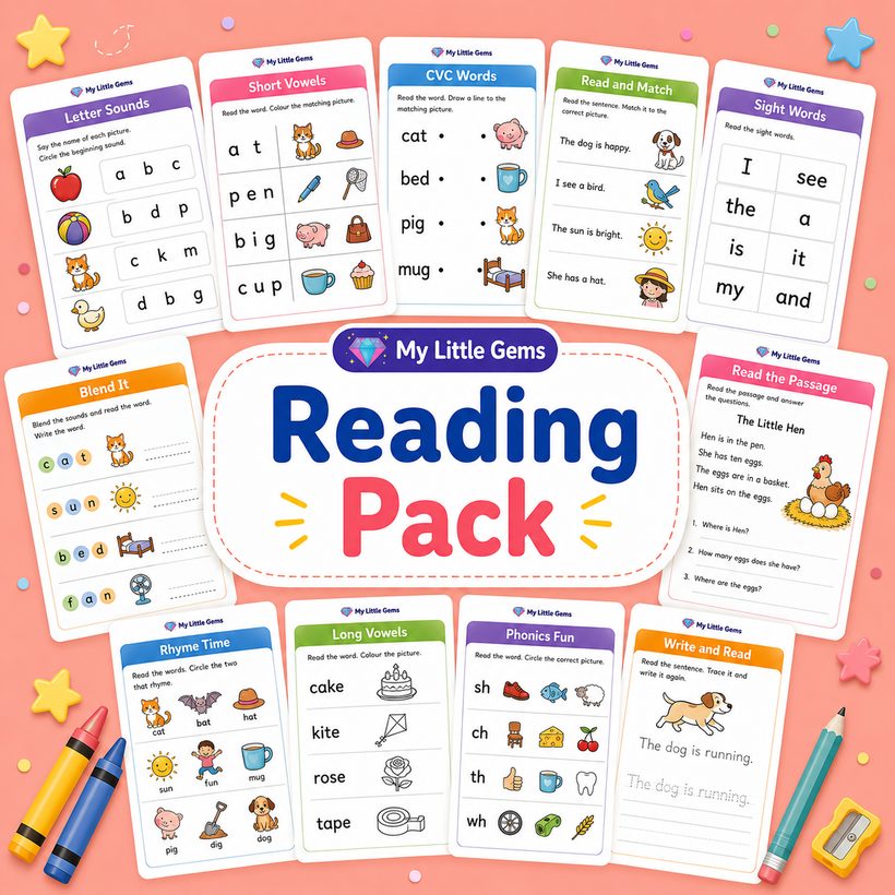 Reading Pack – printable worksheets PDF